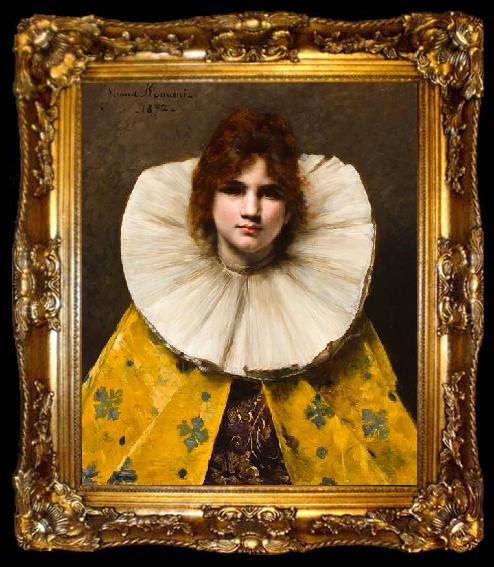 framed  Juana Romani A portrait of a young girl with a ruffled collar, ta009-2